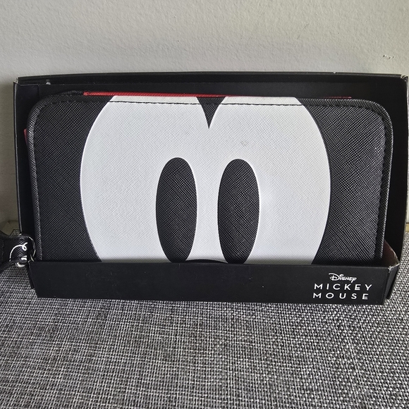 Disney Mickey Mouse Cell Phone Wallet Wristlet Case Black White Red - Picture 2 of 5